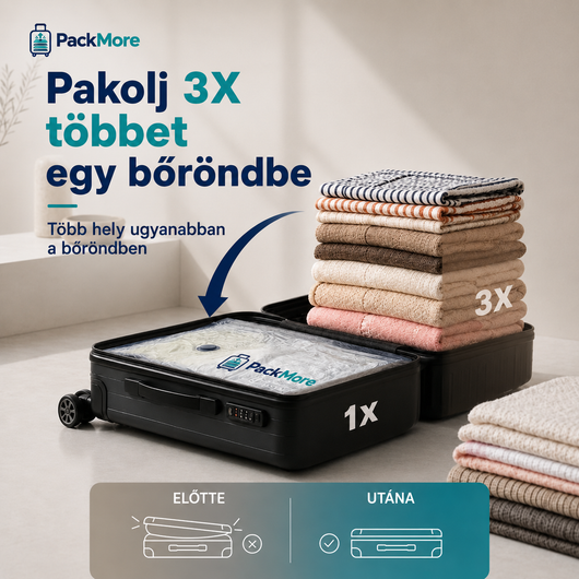 PackMore Travel Vacuum Szett - 15 db vákuumzsák + vezeték nélküli pumpa